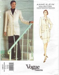 1417 ANNE KLEIN LINED PANEL JACKET, SKIRT, PANTS PATTERN 12-16; 18-22 choice uncut